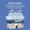 imageHamilton Beach Portable Electric Lunch Box Food Warmer for Office ampamp Car with 12V Adapter 120V Plug Stainless Steel 3 Compartment Tray Insulated Carrying Bag Fork ampamp Spoon Blue 33105Stainless Steel 3 Compartment Tray 