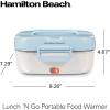 imageHamilton Beach Portable Electric Lunch Box Food Warmer for Office ampamp Car with 12V Adapter 120V Plug Stainless Steel 3 Compartment Tray Insulated Carrying Bag Fork ampamp Spoon Blue 33105Stainless Steel 3 Compartment Tray 