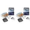 imageHamilton Beach Portable Electric Lunch Box Food Warmer for Office ampamp Car with 12V Adapter 120V Plug Stainless Steel 3 Compartment Tray Insulated Carrying Bag Fork ampamp Spoon Blue 3310509 Quarts Pack of 2