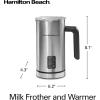 imageHamilton Beach Electric Milk Frother amp Warmer Automatic Warm or Cold Foam 510 oz Create CafQuality Coffee Latte Cappuccino Frappe Hot Chocolate 4 Settings Stainless Steel 43565C