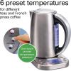imageHamilton Beach Professional Digital LCD Temperature Control Electric Tea Kettle Water Boiler amp Heater 17 Liter Fast Boiling 1500 Watts Cordless AutoShutoff amp BoilDry Protection Silver 41028