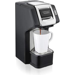 imageHamilton Beach 49945 FlexBrew SingleServe Coffee Maker Compatible with Pod Packs and Grounds 1 Cup RedBlack Silver