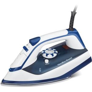 imageHamilton Beach Iron amp Garment Steamer for Clothes with Smooth Press Stainless Steel Soleplate 3Way Auto Shutoff 1500 Watts for HighVelocity Steam 10 Cord LeakProof AntiDrip White 146501500 Watts for HighVelocity Steam