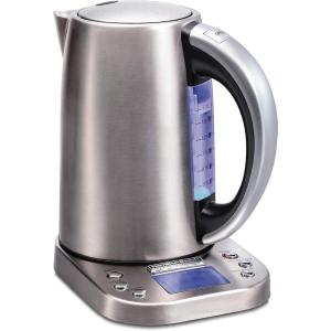 imageHamilton Beach Professional Digital LCD Temperature Control Electric Tea Kettle Water Boiler amp Heater 17 Liter Fast Boiling 1500 Watts Cordless AutoShutoff amp BoilDry Protection Silver 41028