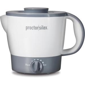 imageProctor Silex 32oz Adjustable Temperature Hot Pot Electric Kettle for Tea Boiling Water Cooking Ramen Noodles and Soup PFASFree Nonstick Coating White 48507MNWhite