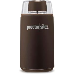 imageProctor Silex Electric Coffee Grinder for Beans Spices and More Stainless Steel Blades 12 Cups WhiteBrown