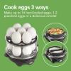 imageHamilton Beach 3in1 Electric Egg Cooker for Hard Boiled Eggs Poacher Omelet Maker amp Vegetable Steamer Holds 14 Black 255083in1 Pack of 2