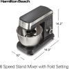 imageHamilton Beach 6 Speed Electric Stand Mixer with Stainless Steel 35 Quart Bowl Planetary Mixing TiltUp Head 300W Motor Black 63325Black
