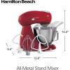 imageHamilton Beach AllMetal 12Speed Electric Stand Mixer TiltHead 45 Quarts Pouring Shield Licorice 63227Red