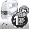 imageHamilton Beach Professional 5Speed Electric Hand Mixer with SnapOn Storage Case QuickBurst Stainless Steel Twisted Wire Beaters and Whisk Mint 62658White
