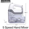 imageHamilton Beach Professional 5Speed Electric Hand Mixer with SnapOn Storage Case QuickBurst Stainless Steel Twisted Wire Beaters and Whisk Mint 62658White