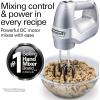 imageHamilton Beach Professional 7Speed Digital Electric Hand Mixer with HighPerformance DC Motor Slow Start SnapOn Storage Case SoftScrape Beaters Whisk Dough Hooks Silver and Chrome 62657Silver and Chrome