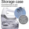 imageHamilton Beach Professional 7Speed Digital Electric Hand Mixer with HighPerformance DC Motor Slow Start SnapOn Storage Case SoftScrape Beaters Whisk Dough Hooks Silver and Chrome 62657White