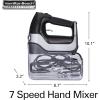 imageHamilton Beach Professional 7Speed Digital Electric Hand Mixer with HighPerformance DC Motor Slow Start SnapOn Storage Case SoftScrape Beaters Whisk Dough Hooks Silver and Chrome 62657Matte Black