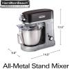 imageHamilton Beach Professional AllMetal Stand Mixer with Specialty Attachment Hub 5 Quart Bowl 12 Speeds Includes Flat Beater Dough Hook Whisk 63240Stand Mixer