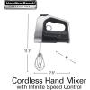 imageHamilton Beach Professional Cordless Electric Hand Mixer with Infinite Speed Control Powerful DC Motor for Effortless Mixing Quick Recharging LCD Screen Whisk Storage Case Black 62673