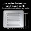 imageProctor Silex 4 Slice Countertop Toaster Oven MultiFunction with Bake Toast and Broiler 1100 Watts 30 min timer and autoshutoff Includes Backing Pan and Rack Black and Silver 31260