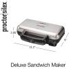 imageProctor Silex Deluxe Hot Sandwich Maker With EasyClean Durable PFASFree Nonstick Ceramic Plates Fits up to 2 Grilled Cheese Ruebens Tortas or Subs Stainless Steel 25415MNStainless Steel