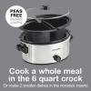 imageProctor Silex Double Dish Slow Cooker with 6qt Crock and Dual 25qt Nonstick Insert to Cook Two Meals at Once Dishwasher Safe Pot amp Lid Silver 33563