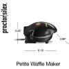 imageProctor Silex Double Mini Waffle Maker Machine with 4 Round Nonstick Grids Makes 2 Personalized Individual Breakfast Keto Chaffles and Hashbrowns Compact Black 26102Single Compartment