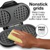 imageProctor Silex Double Mini Waffle Maker Machine with 4 Round Nonstick Grids Makes 2 Personalized Individual Breakfast Keto Chaffles and Hashbrowns Compact Black 26102Double Compartments