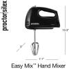 imageProctor Silex Easy Mix 5Speed Electric Hand Mixer with Bowl Rest Compact and Lightweight 100 Watts of Peak Power Black 62507PSBlack