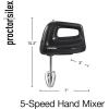 imageProctor Silex Easy Mix 5Speed Electric Hand Mixer with Bowl Rest Compact and Lightweight 215 Watts of Peak Power Black 62511Black
