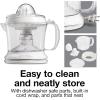 imageProctor Silex Electric Citrus Juicer Machine Large 34 oz Pitcher Pressure Activated 2 Reamers for Big and Small Fruit Pulp Control for Orange Lemon Grapefruit Juice White amp Green 66340White