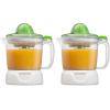 imageProctor Silex Electric Citrus Juicer Machine Large 34 oz Pitcher Pressure Activated 2 Reamers for Big and Small Fruit Pulp Control for Orange Lemon Grapefruit Juice White amp Green 66340White  Green