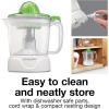 imageProctor Silex Electric Citrus Juicer Machine Large 34 oz Pitcher Pressure Activated 2 Reamers for Big and Small Fruit Pulp Control for Orange Lemon Grapefruit Juice White amp Green 66340White  Green