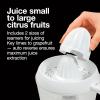 imageProctor Silex Electric Citrus Juicer Machine Large 34 oz Pitcher Pressure Activated 2 Reamers for Big and Small Fruit Pulp Control for Orange Lemon Grapefruit Juice White amp Green 66340White