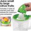 imageProctor Silex Electric Citrus Juicer Machine Large 34 oz Pitcher Pressure Activated 2 Reamers for Big and Small Fruit Pulp Control for Orange Lemon Grapefruit Juice White amp Green 66340White  Green