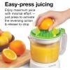 imageProctor Silex Electric Citrus Juicer Machine Large 34 oz Pitcher Pressure Activated 2 Reamers for Big and Small Fruit Pulp Control for Orange Lemon Grapefruit Juice White amp Green 66340White  Green