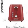 imageProctor Silex Plastic 2 Slice Toaster Bagel Defrost amp Cancel Buttons Browning Control With 7 Shades Auto Shutoff SlideOut Crumb Tray Red 22661Red