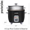 imageProctor Silex Rice Cooker amp Food Steamer 30 Cups Cooked 15 Cups Uncooked Includes Steam and Rinsing Basket Black 37555Black