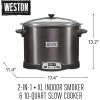 imageWESTON 2in1 Programmable Slow Cooker amp Electric Indoor Smoker 6 Quart 3Tier Smoking Rack for Meat Cheese and More Dishwasher Safe Crock Temperature Probe Includes 16 oz Party Dipper BlackBlack No Party Dipper