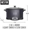 imageWESTON 2in1 Programmable Slow Cooker amp Electric Indoor Smoker 6 Quart 3Tier Smoking Rack for Meat Cheese and More Dishwasher Safe Crock Temperature Probe Includes 16 oz Party Dipper BlackBlack No Party Dipper