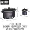 imageWESTON 2in1 Programmable Slow Cooker amp Electric Indoor Smoker 6 Quart 3Tier Smoking Rack for Meat Cheese and More Dishwasher Safe Crock Temperature Probe Includes 16 oz Party Dipper BlackBlack With Party Dipper
