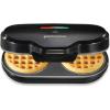 imageProctor Silex Double Mini Waffle Maker Machine with 4 Round Nonstick Grids Makes 2 Personalized Individual Breakfast Keto Chaffles and Hashbrowns Compact Black 26102Double Compartments