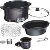 imageWESTON 2in1 Programmable Slow Cooker amp Electric Indoor Smoker 6 Quart 3Tier Smoking Rack for Meat Cheese and More Dishwasher Safe Crock Temperature Probe Includes 16 oz Party Dipper BlackBlack With Party Dipper