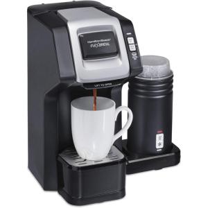 imageHamilton Beach FlexBrew SingleServe Coffee Maker with Milk Frother Compatible with KCup Pods and Grounds 1cups Black 49949