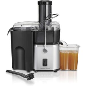 imageHamilton Beach Juicer Machine Centrifugal Extractor Big Mouth 3 Feed Chute Easy Clean 2Speeds 30 oz BPA Free Pitcher 700 Watt Motor Cleaning Brush Black 67840