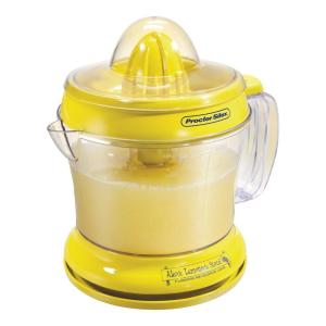 imageProctor Silex Alexs Lemonade Stand Electric Citrus Juicer Machine Large 34 oz Pitcher Pressure Activated for Lemons Limes and Oranges 34 oz Includes 2 Reamers amp Recipe Book Yellow 6634134 oz  Discontinued