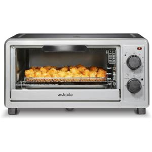 imageProctor Silex SimplyCrisp Air Fryer Toaster Oven Combo with 4 Functions Including Convection Air Fry Bake amp Broil Fits 6 Slices or 12 Pizza Auto Shutoff Black 31275Black